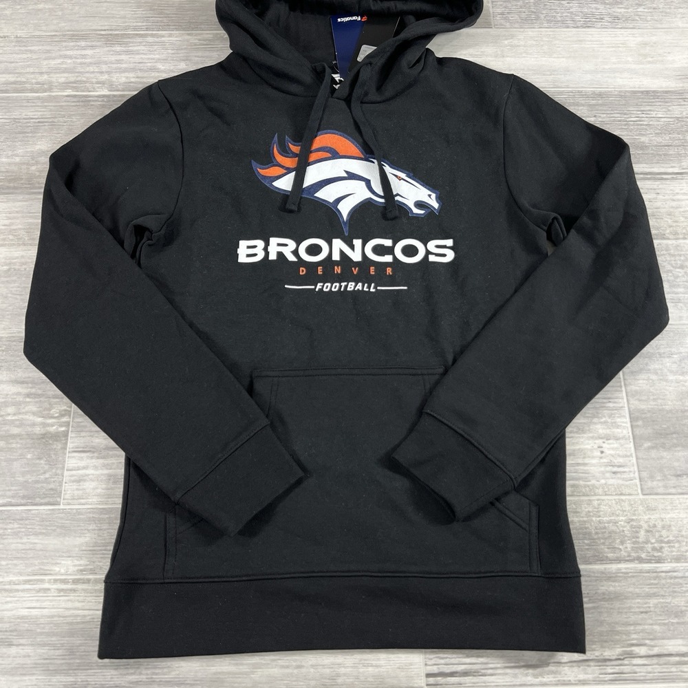 NWT Fanatics Men's Small Denver Broncos NFL Apparel Black Hoodie Sweater
